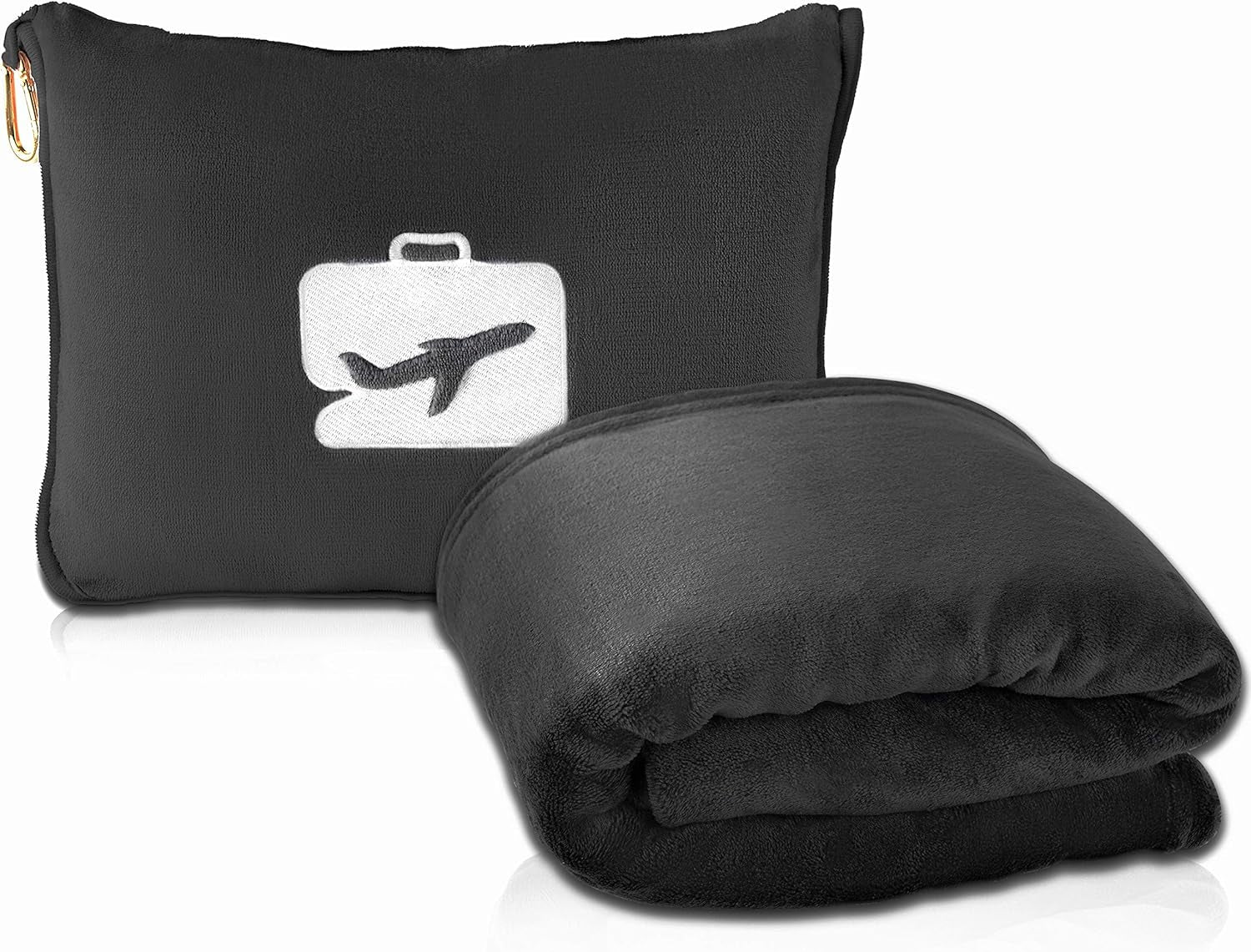 Couverture et oreiller de voyage Eversnug – Couverture d'avion douce 2 en 1 avec housse de coussin à poche douce, housse de sac à main et support de sac à dos (rouge bordeaux) Oreillers de voyage Naty Shop Noir