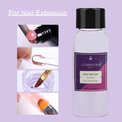 GZMAYUEN Poly Nail Gliding Solution 30 ml * 2 Gel d'extension d'ongle liquide Poly Extension Gel - Solution de glisse facile à faire soi-même avec brosse