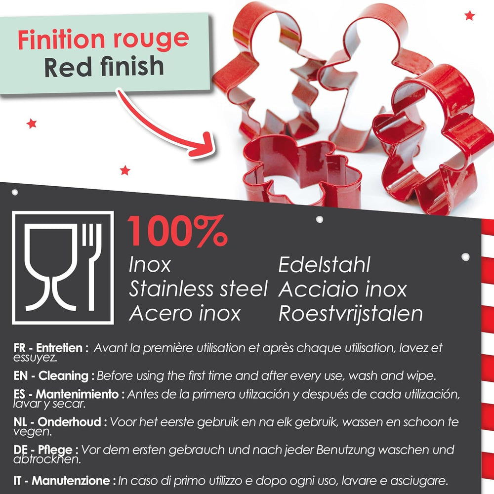 ScrapCooking - 4 emporte-pièces bonhomme en pain d'épices - emporte-pièces de Noël en acier inoxydable - emporte-pièces bonhomme en pain d'épices - accessoires de pâtisserie design gâteau - 2081