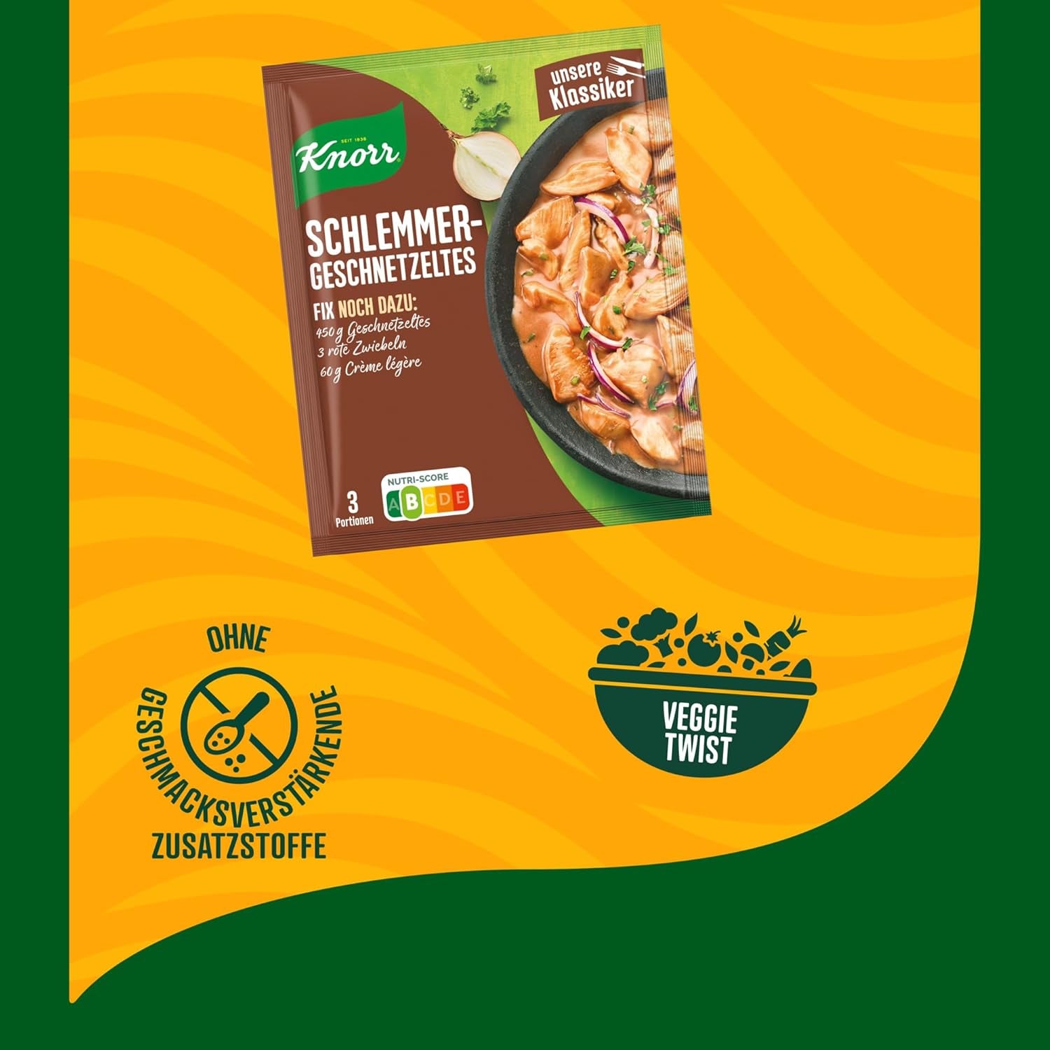 Knorr Fix Würzmischung Schlemmer-Geschnetzeltes für ein leckeres Fleischgericht sans geschmacksverstärkende Zusatzstoffe 43 g 1 pièce