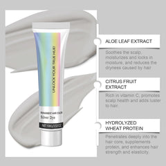 Coloration capillaire argentée à l'extrait d'essence naturelle 2 en 1, teinture capillaire argentée Detroit Rain, teinture capillaire argentée métallique, teinture capillaire argentée pour cheveux foncés, teinture capillaire argentée, teinture capillaire permanente (1 pièce) Naty Shop Hair Dye