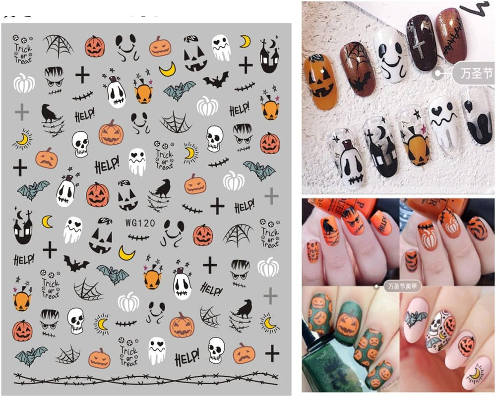 JMEOWIO Autocollant pour ongles Halloween 8 feuilles pour nail art