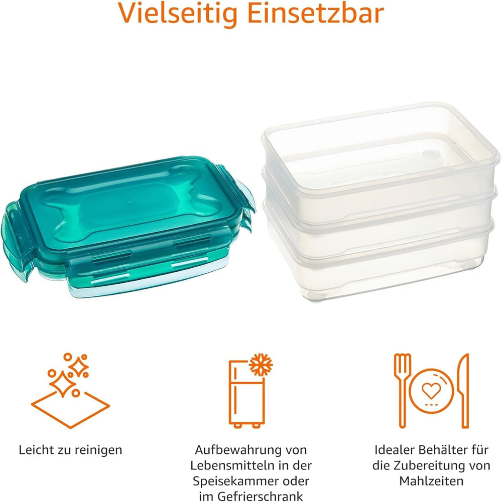 Amazon Basics Ensemble de boîtes de congélation avec couvercles, étanches, empilables, réfrigérateur/congélateur, sans BPA, plastique, passent au micro-ondes et au lave-vaisselle, 3 x 1,2 L, boîtes de conservation alimentaires transparentes Naty Shop