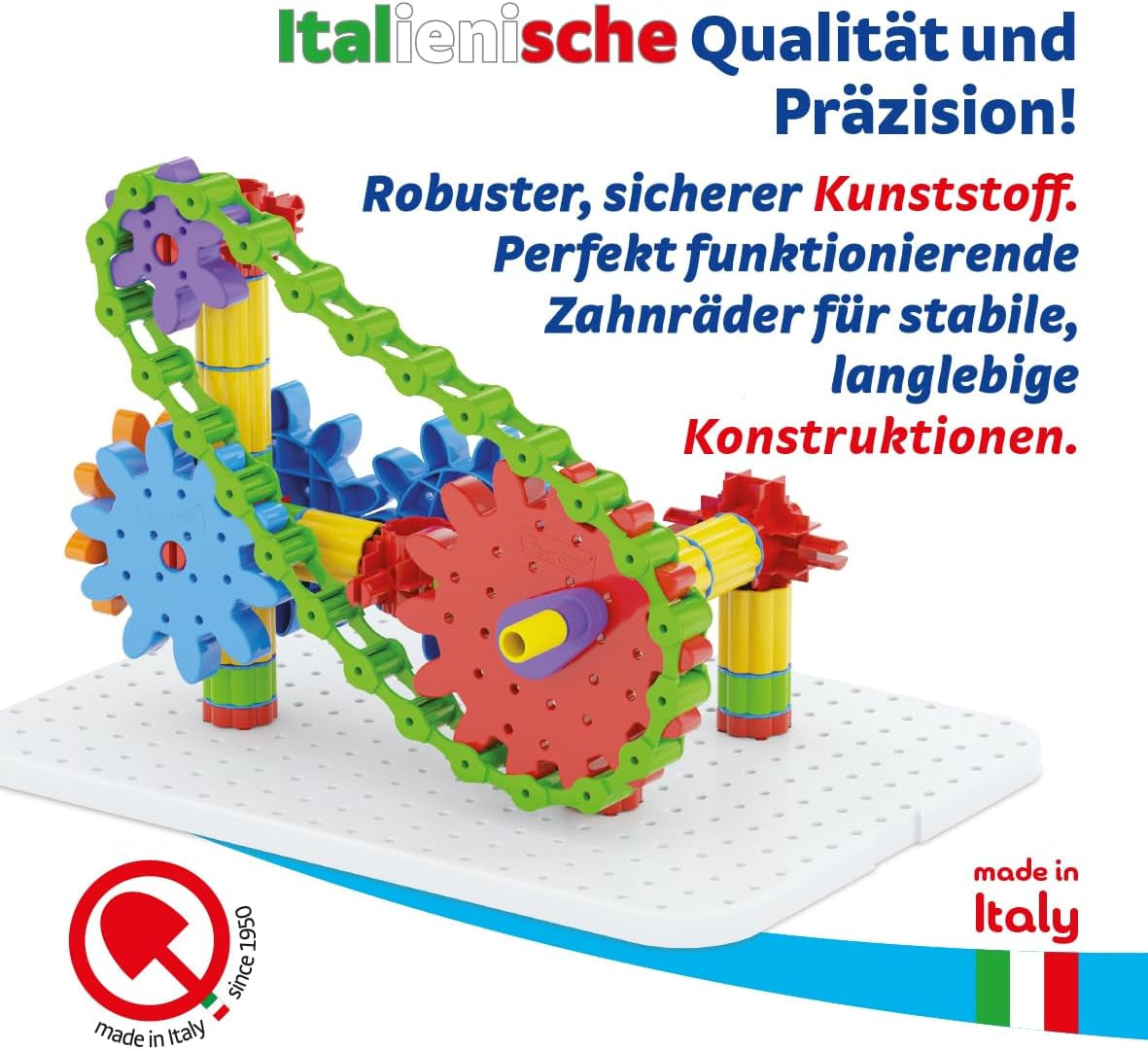 Quercetti Georello Tech Starter Set, Lernspielzeug ab 5 Jahre, Konstruktionsspielzeug Mit Zahnrädern Für Kreative Kinder, Geschenk Jungen & Mädchen, Spielzeug ab 5 Jahre, Gesellschaftsspiele Kinder