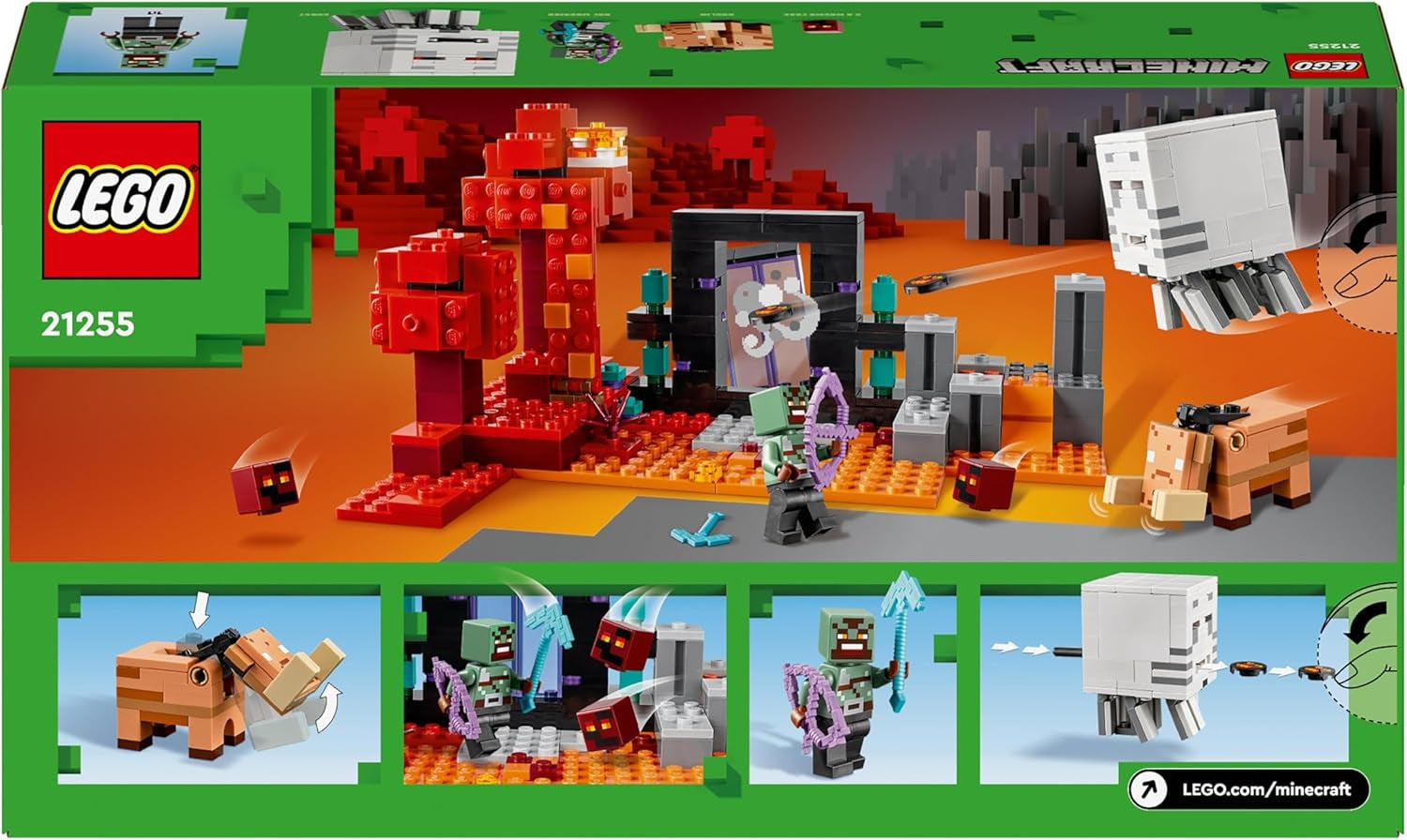 LEGO Minecraft Embuscade au portail du Nether Jeu de jouet pour enfants avec scènes de bataille et personnages légendaires, y compris un cadeau Ghast pour les joueurs garçons et filles de 8 ans 21255 Ensembles de construction Besuche den LEGO-Store