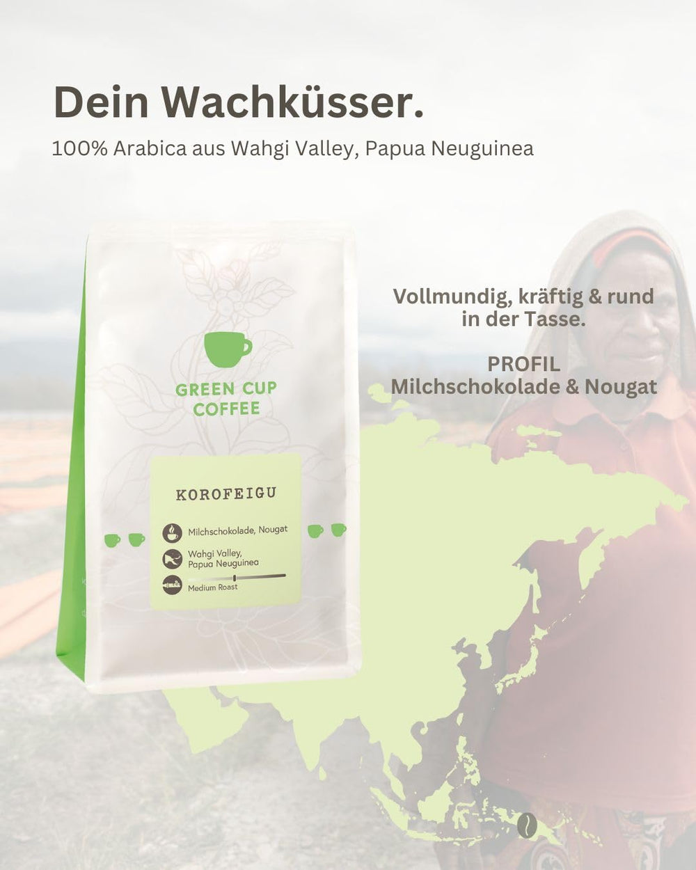 Café - Korofeigu I 100% Arabica I Kaffeebohnen 250g I Idéal pour Moka kanne, Siebträger & Vollautomat mit schokoladig, nussigen Aroman I miltre Röstung