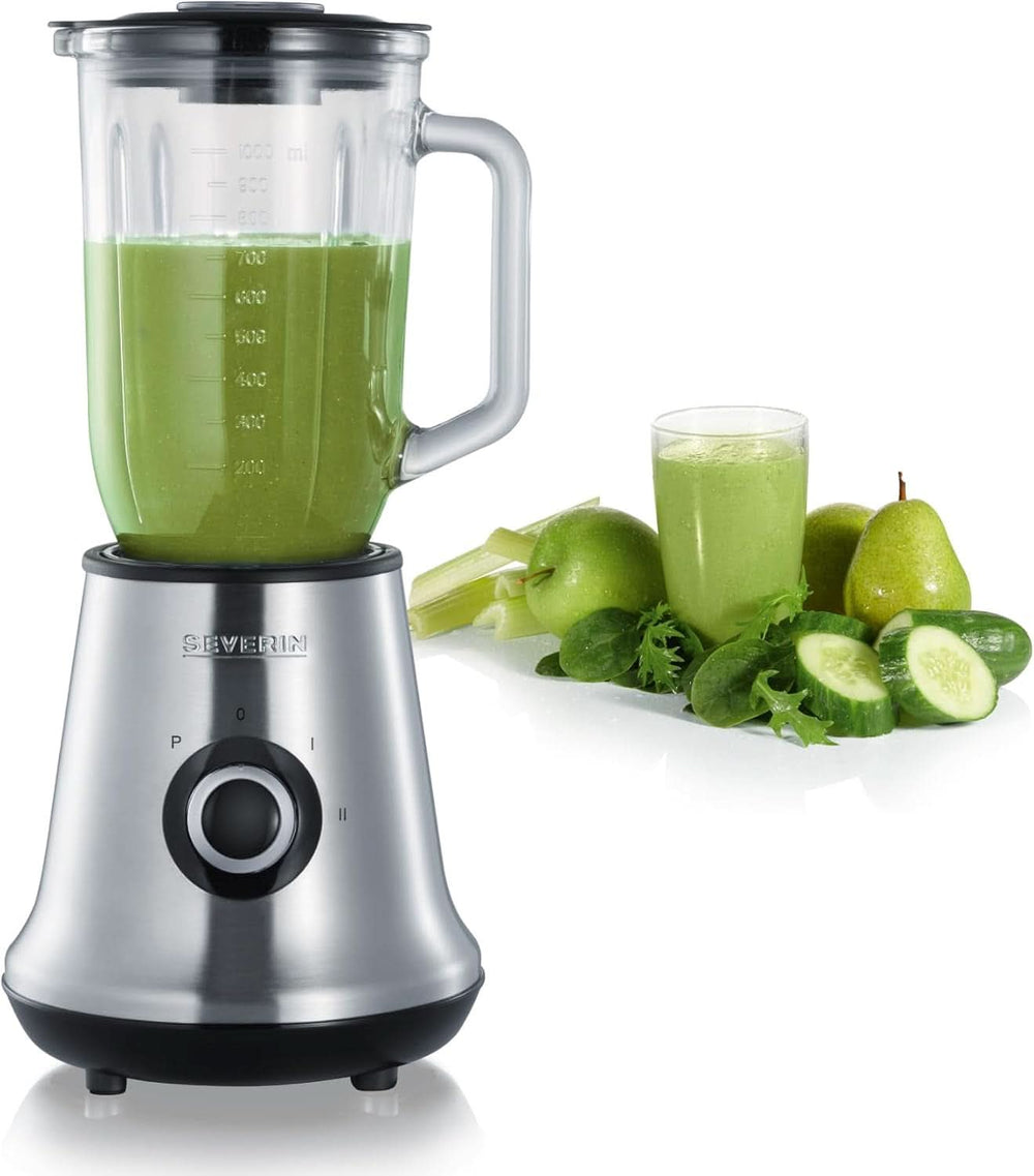 SEVERIN Multimixer, 2-in-1 Stand Mixer et Smoothie Maker avec 1 L Verre-Mixbehälter et Trinkbecher, Küchenmixer Mit 2 Stufen et Pulse-Fonktion, 500 W, Edelstahl/Schwarz, SM 3737 Mother and Child Naty Shop Single Ohne Zubehör
