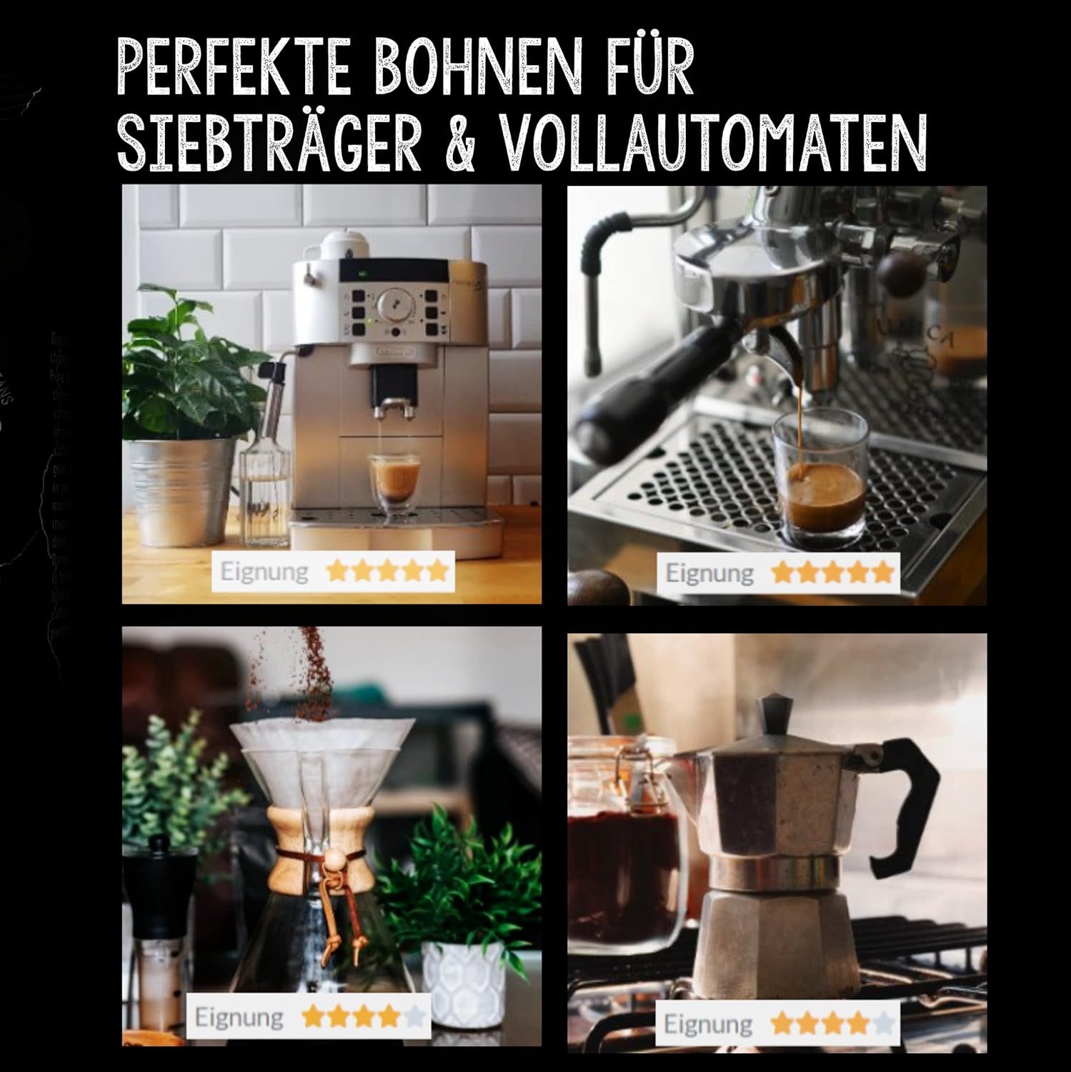 | Kaffeebohnen extra fort | Expresso 100% Robusta | viel Kaffein wenig Säure | 1000g de Ganze Kaffee Bohnen | geigeint für Entièrement automatique | avec garantie de garantie