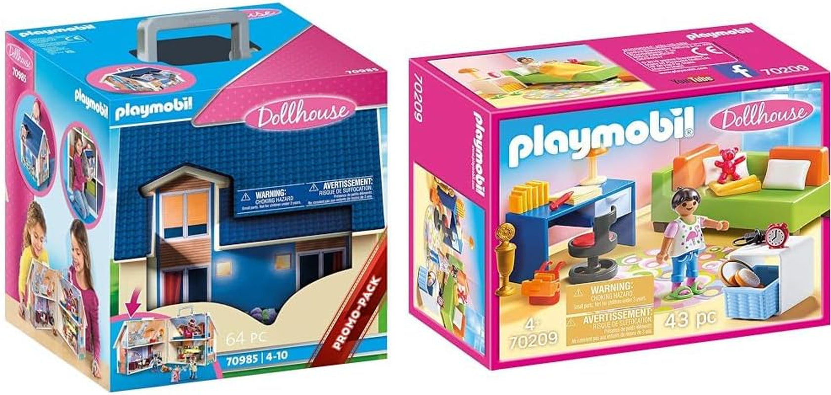 Dollhouse 70985 Maison de poupée pliable avec poignée, jouet pour 4 ans et plus et Dollhouse 70209 Chambre d'adolescent avec figurine de fille et accessoires, 4 ans et plus