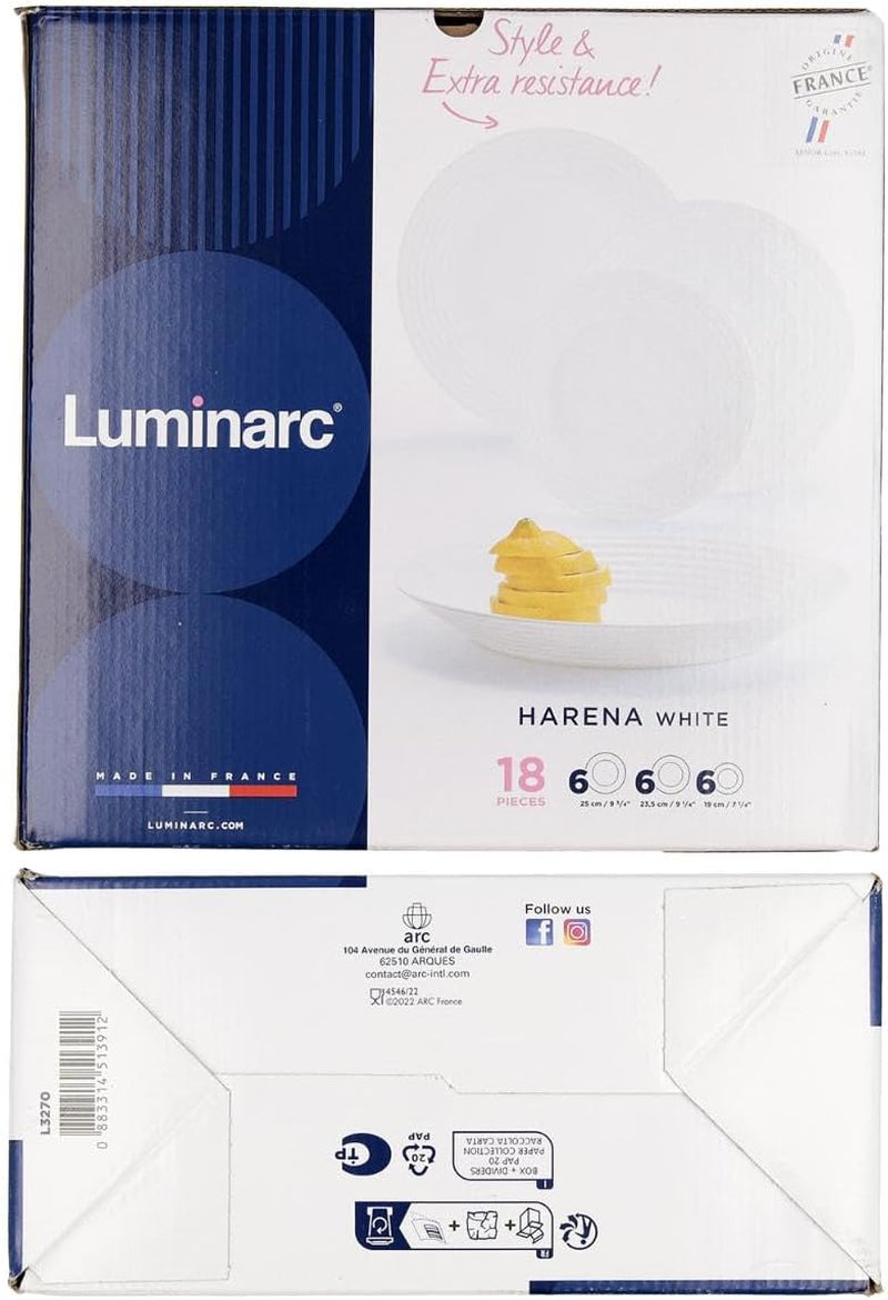 Harena N&b Glasgeschirr, 18 pièces, pour 6 personnes, blanc et noir