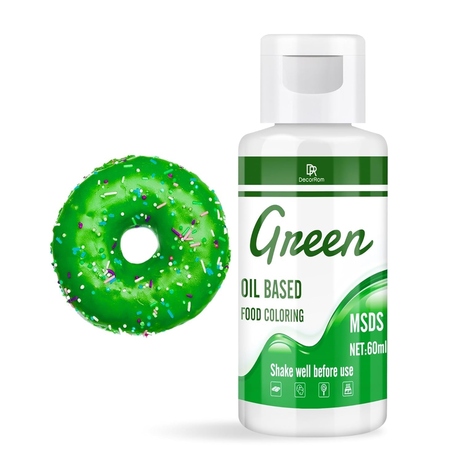 Farines à mélanger pour chocolat - 60 ml de couleurs à base d'huile pour fondants, décorations de gâteaux, dos - Colorants alimentaires flottants pour beurre de cacao, crème au beurre, gâteaux (noir) Naty Shop vert