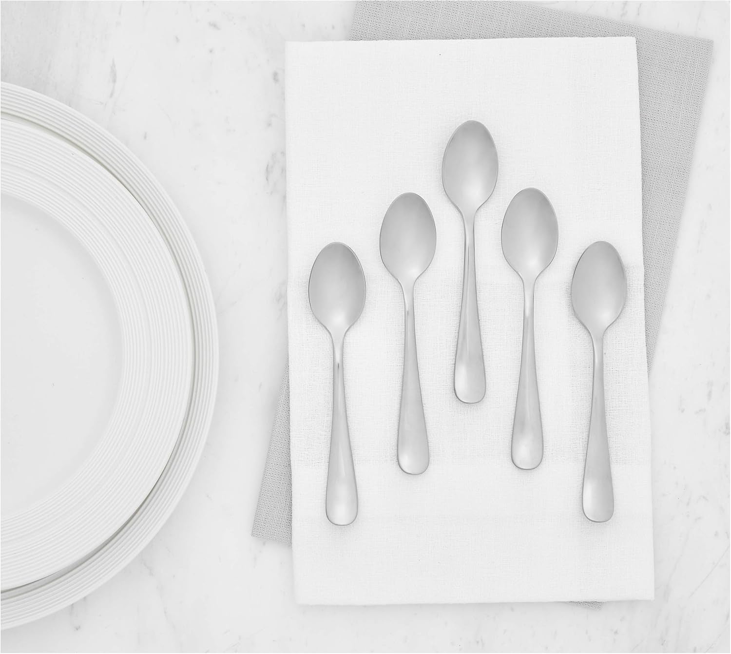 Cuillère à café en acier inoxydable, design à bord rond, paquet de 12, argent Naty Shop Kitchen