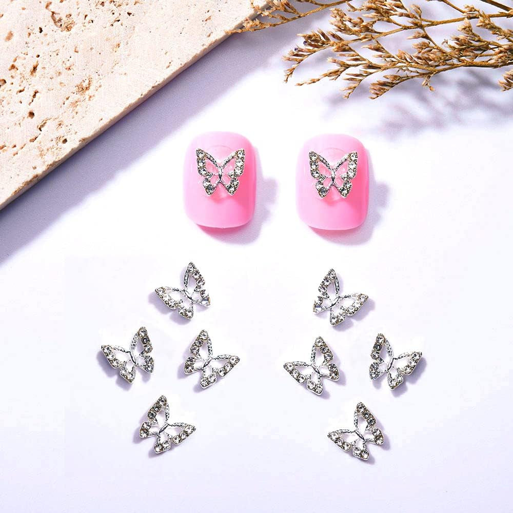 10 pièces en alliage papillon ongles breloques métal Nail Art pendentif pierres pour diamants ongles gemmes ongles bijoux Art décorations Nail Art fabrication de bijoux