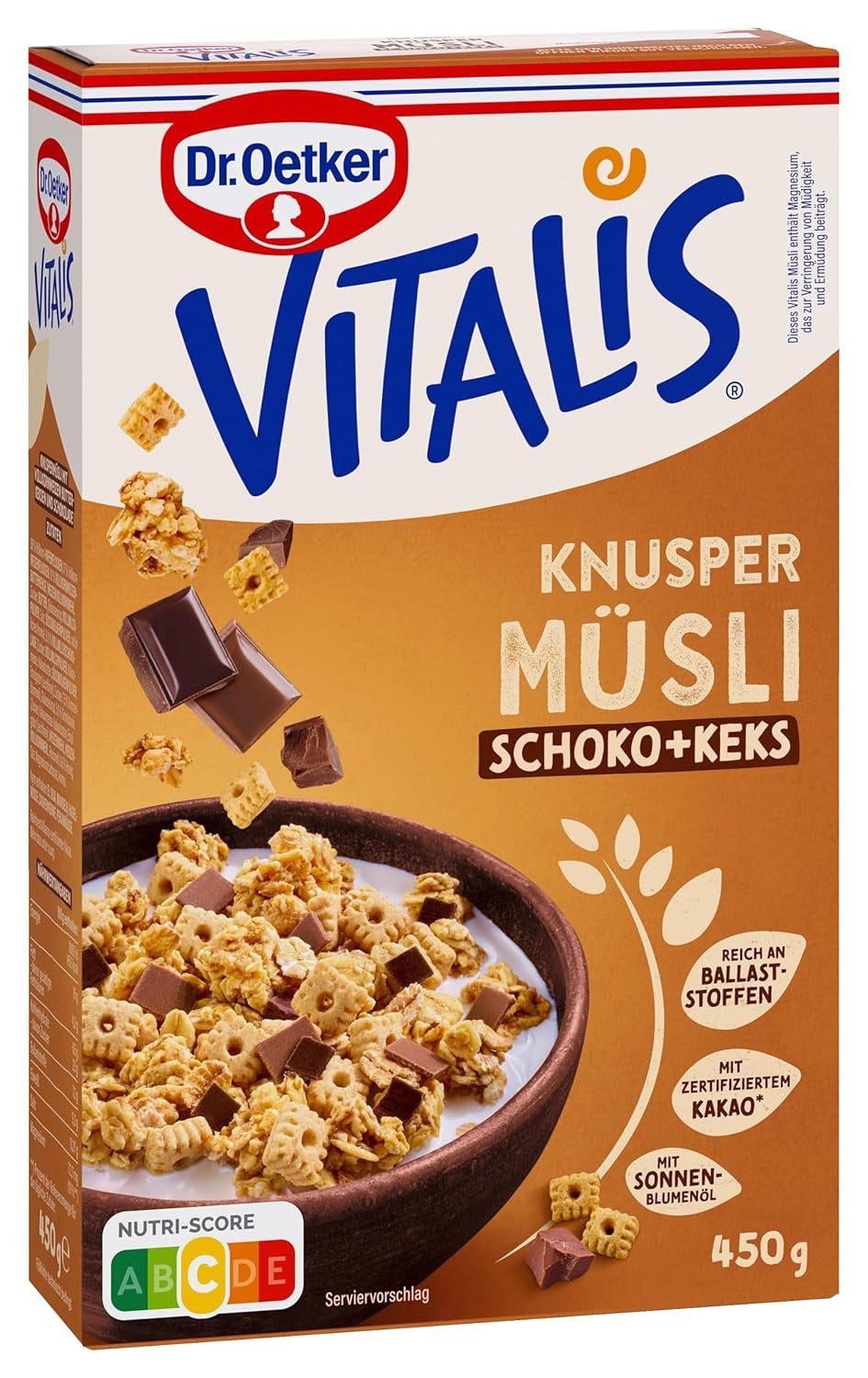 Dr. Oetker Vitalis Crunchy Flakes : Muesli croquant avec corn flakes et morceaux d'amandes, paquet de 5 (5 x 600g)
