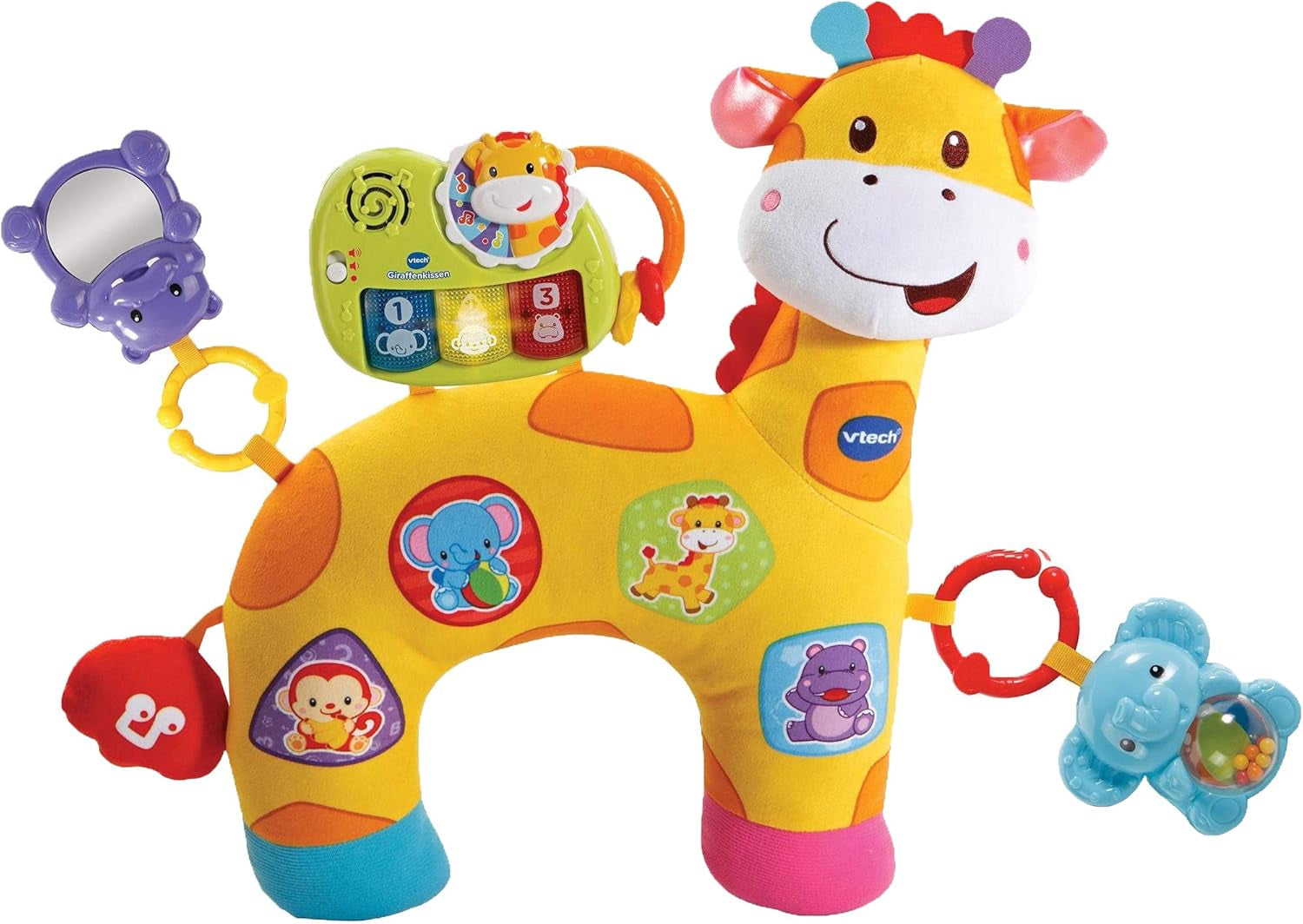 Vtech Oreiller bébé girafe – Oreiller mignon pour câliner, jouer allongé et hochet – Pour bébé de 0 à 24 mois Naty Shop Single