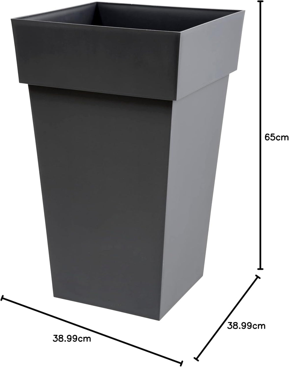 Plastiques 13635 G.ANT SX3 Pots de fleurs en polypropylène Toscane, 39 x 39 x 65 cm, gris