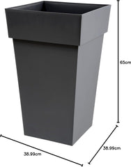Plastiques 13635 G.ANT SX3 Pots de fleurs en polypropylène Toscane, 39 x 39 x 65 cm, gris