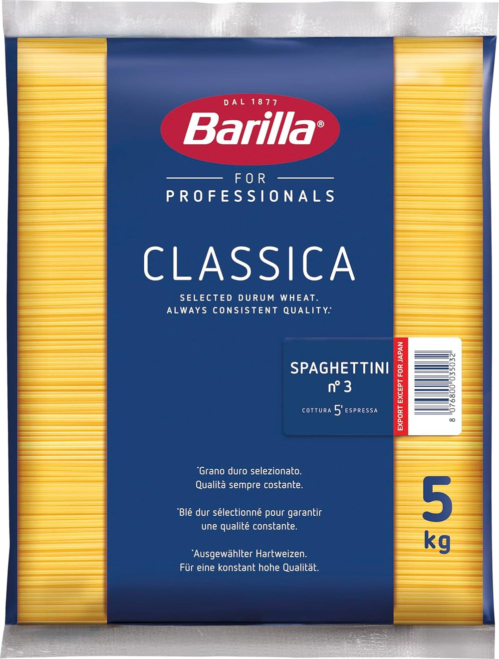 Barilla Pasta Klassische Spaghetti n.5 aus Hartweizen de haute qualité immergé al dente, (1 x 500 g), geschmacklos