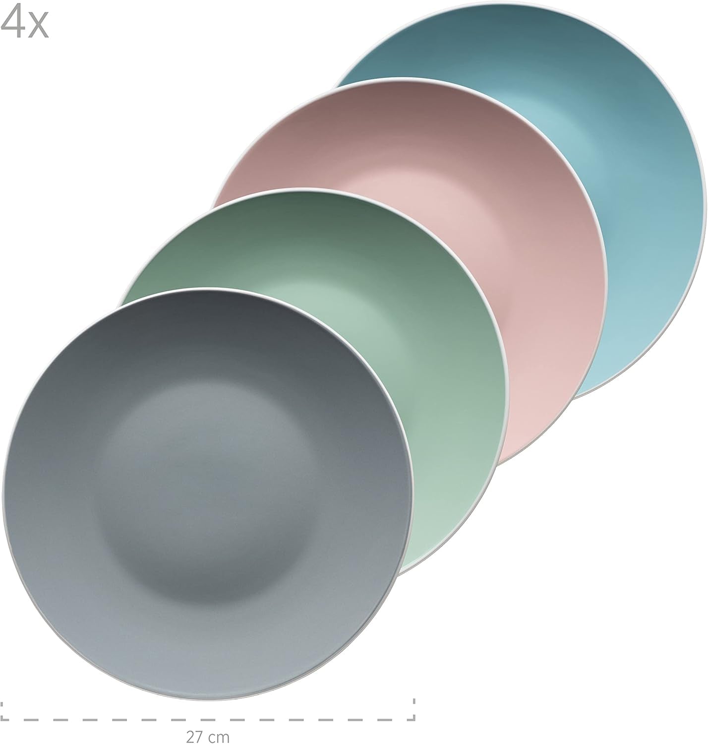 MÄSER 934006 Série Elissa, Modernes Geschirr Set Für 4 Personen in Bunten Mattglasuren Mit Weißem Rand, 16-Teiliges Kombiservice, Steinzeug, Bunt Arts de la table Naty Shop