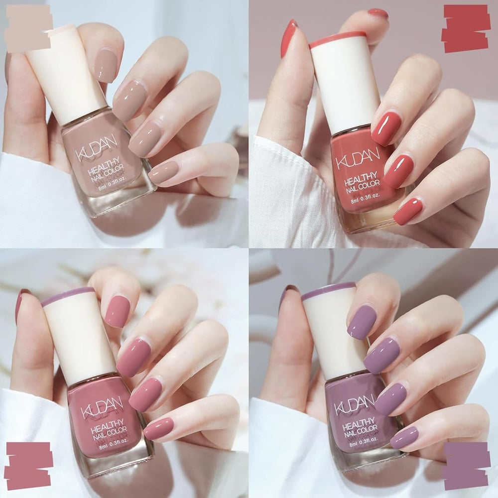 Ensemble de 4 vernis à ongles – Vernis à ongles à base d'eau à séchage rapide et longue durée – Vernis à ongles DIY (Nude Normal Style 4 Piece Set)