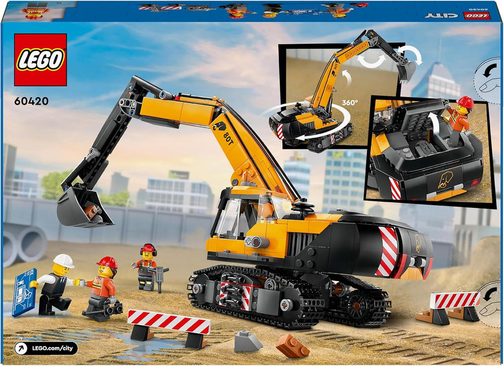 Pelle sur chenilles LEGO City, pelle jouet pour enfants à partir de 8 ans, jouet de construction avec modèle de pelle, camion à construire avec accessoires et 3 figurines 60420 Jeux de construction Besuche den LEGO-Store