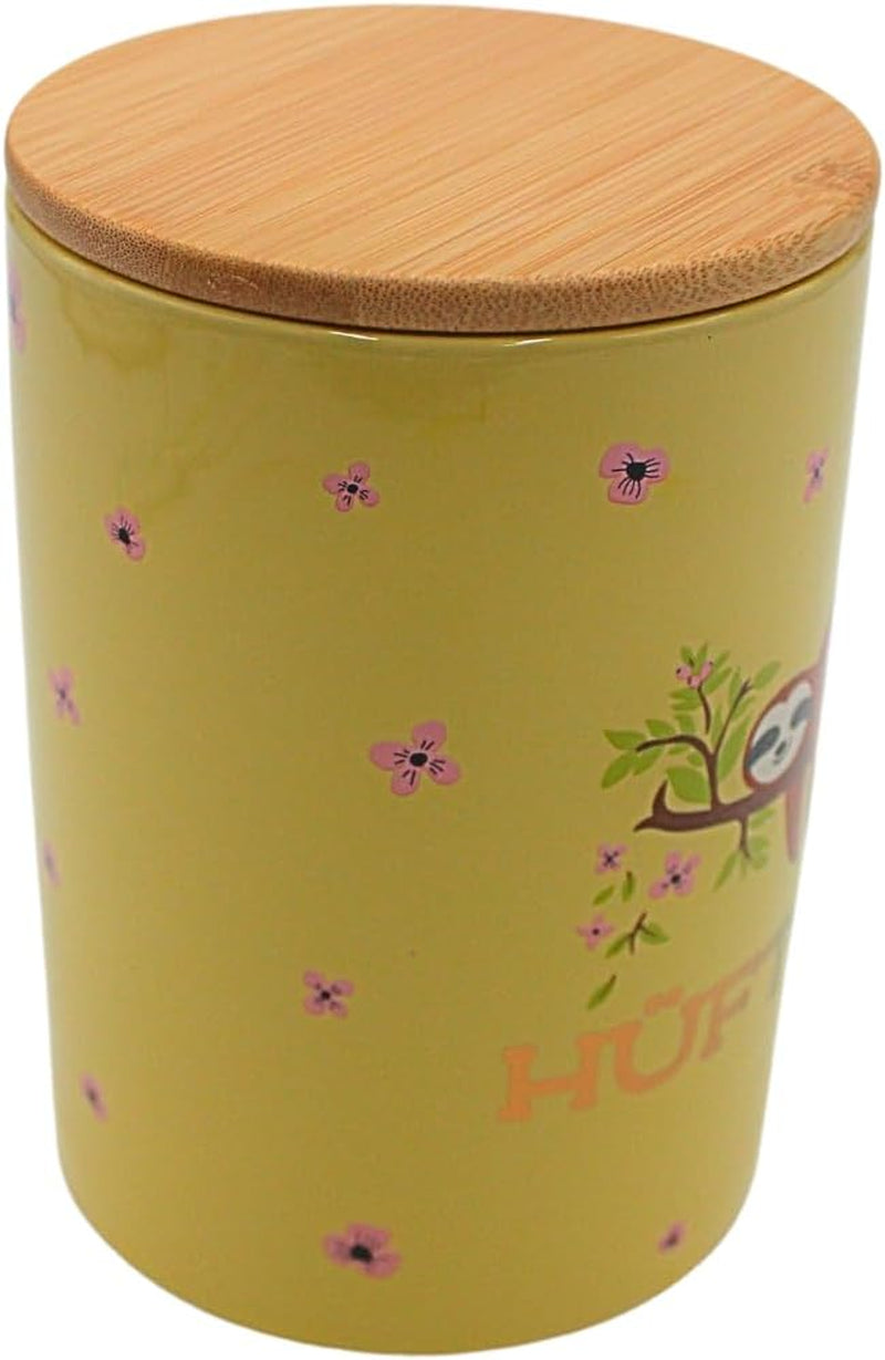 Dekohelden24 Boîte de rangement élégante en céramique/café/aliments frais/biscuit Hüftgold. La raison : paresseux. Dimensions : H/Ø 15,6 x 11 cm. Boîtes de conservation des aliments Naty Shop