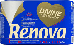 Renova Renova Divine Perfection Papier toilette, 42 rouleaux, papier toilette de qualité supérieure, 4 épaisseurs, ultra doux, extra résistant, épais, doux et absorbant, papier certifié FSC, 4400 g