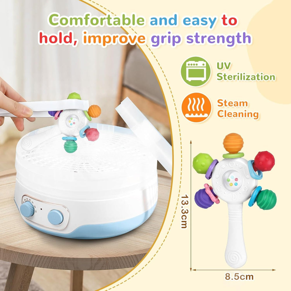 Anneaux de dentition pour bébé de qualité alimentaire – Sans BPA, design résistant à l'étouffement, poignée renforcée, adapté au développement de l'audition et des dents, idéal pour les bébés de 0 à 36 mois (blanc)