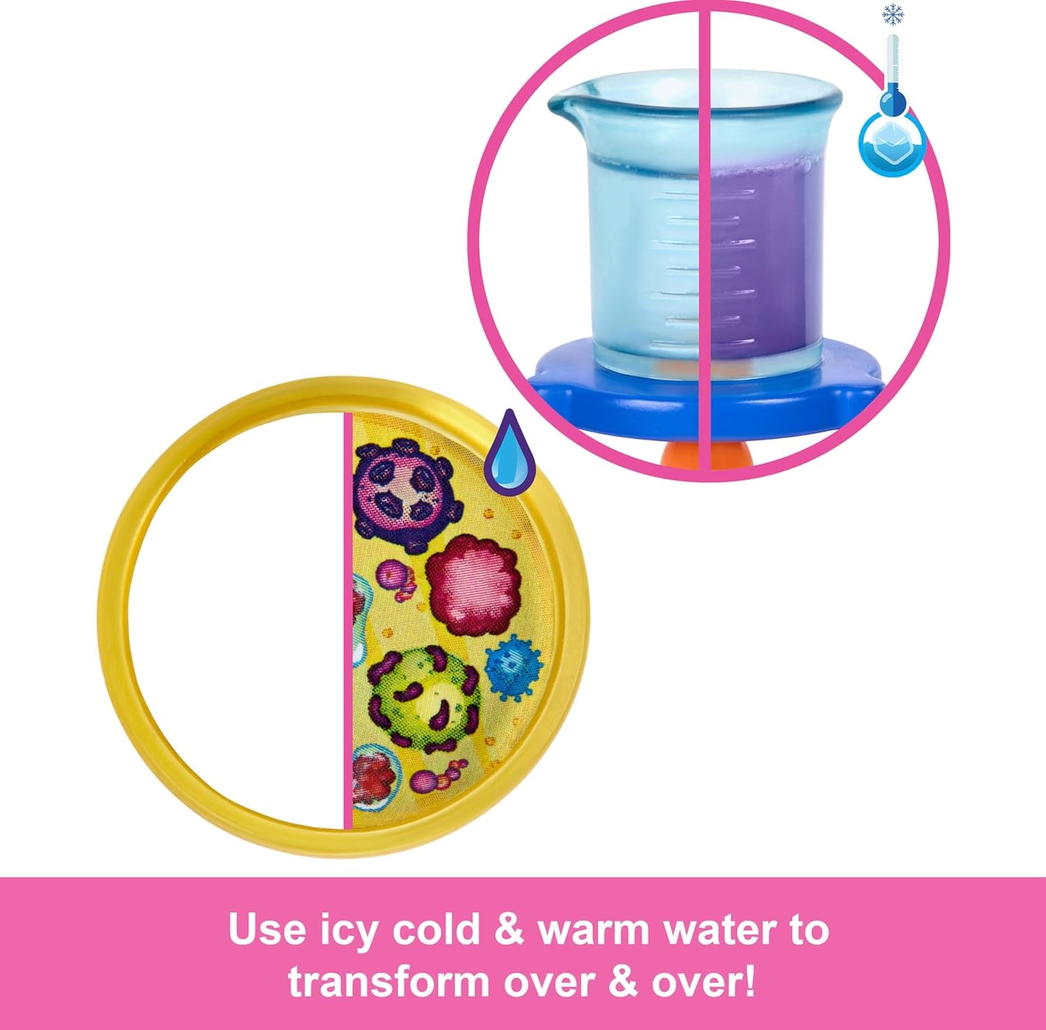 Poupée scientifique Barbie et accessoires avec poupée blonde tendance, table de laboratoire, microscope, bécher à changement de couleur et boîte de Pétri, JCR70