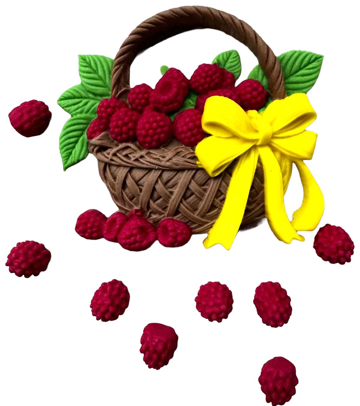 Delizia Lot de 9 Décorations Comestibles en Pâte à Sucre Framboise - Tailles 1 à 8 cm