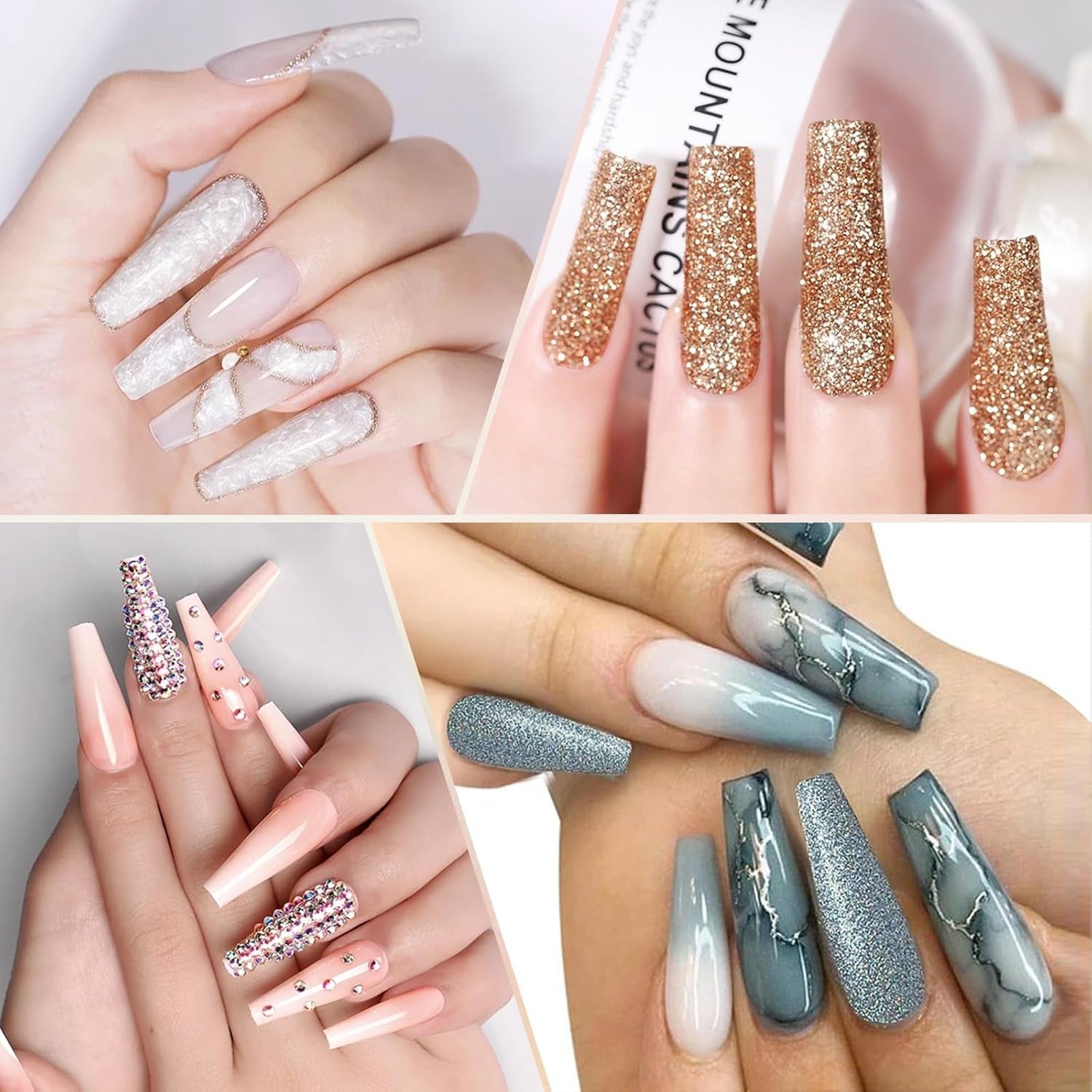 Faux Ongles Transparents Extra Longs 240 Pièces Demi-Couverture Faux Ongles Carrés Droits Faux Ongles Extensions d'Ongles Français pour Salons de Manucure et DIY Nail Art