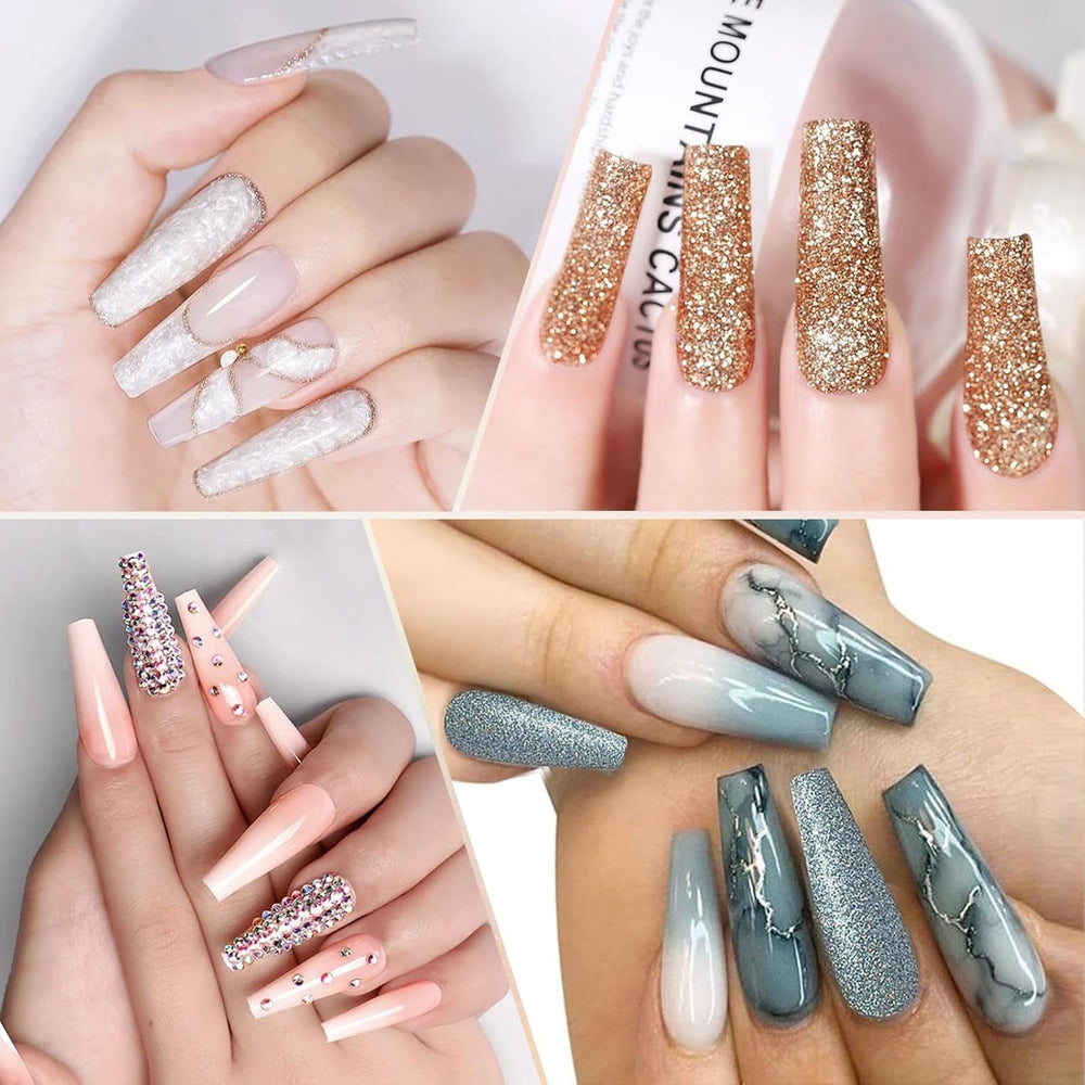 Faux Ongles Transparents Extra Longs 240 Pièces Demi-Couverture Faux Ongles Carrés Droits Faux Ongles Extensions d'Ongles Français pour Salons de Manucure et DIY Nail Art