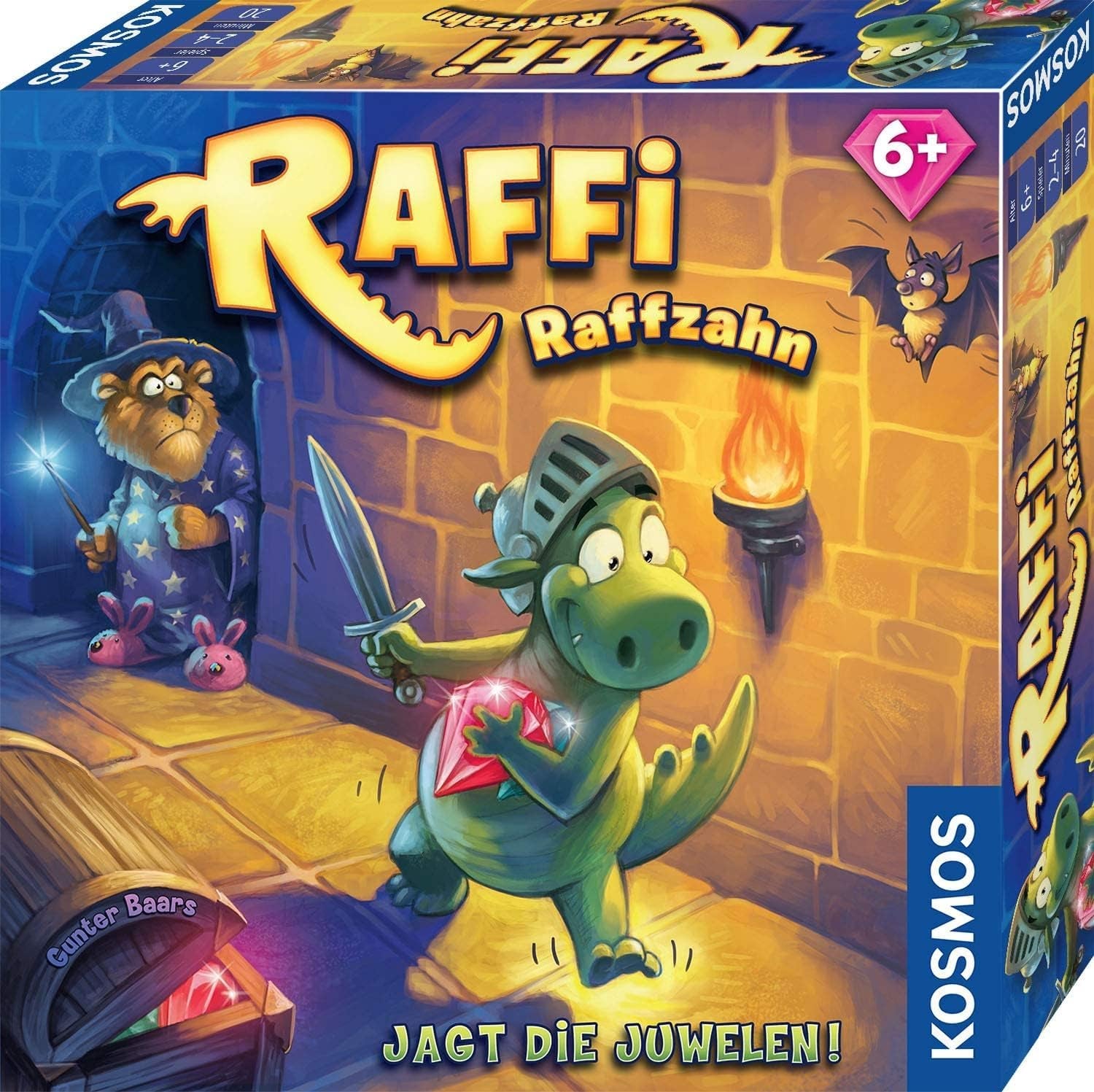 KOSMOS 681036 Raffi Raffzahn Jewel Hunt, jeu passionnant pour enfants avec figurine de dragon magnétique, jeu de société pour 2 à 4 enfants à partir de 6 ans ou toute la famille