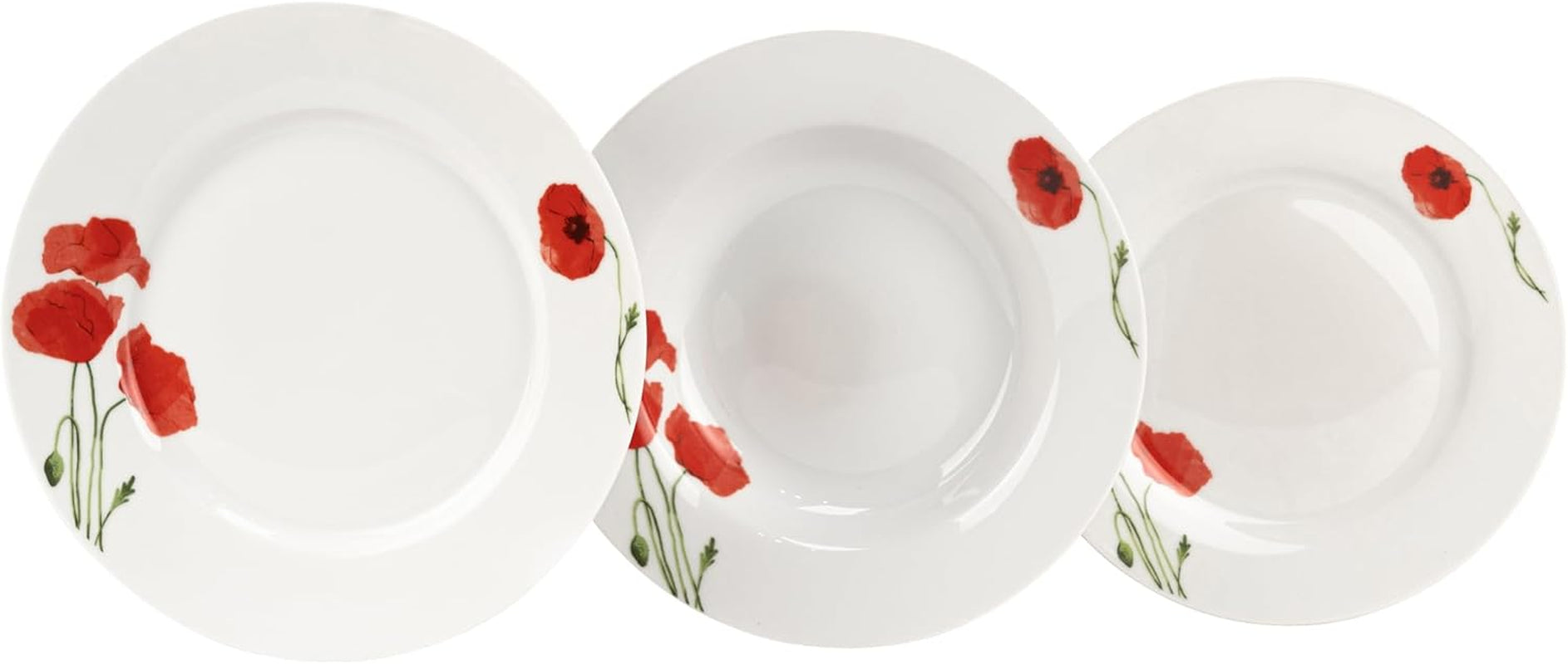 Service de table pour 6 - 18 pièces - Service de table en porcelaine - Service de table blanc - Service de bols et d'assiettes - Vaisselle moderne - Assiettes - Service de table - Service de table pour 6 personnes