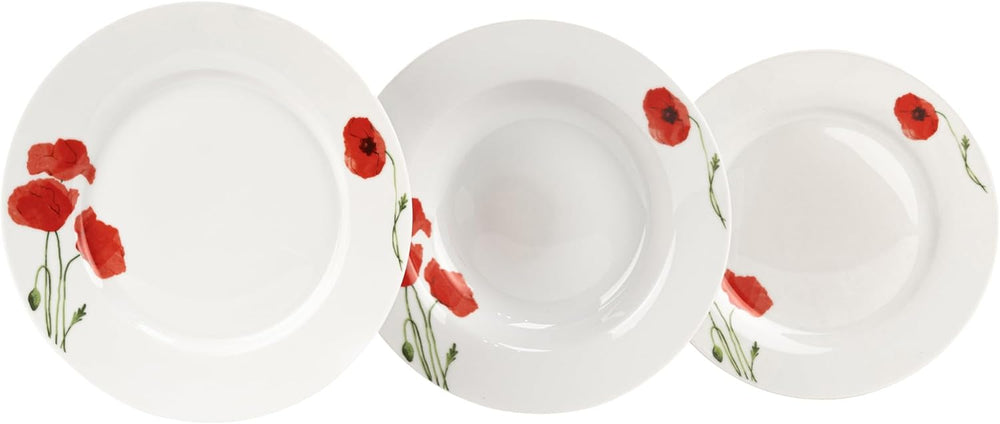 Service de table pour 6 - 18 pièces - Service de table en porcelaine - Service de table blanc - Service de bols et d'assiettes - Vaisselle moderne - Assiettes - Service de table - Service de table pour 6 personnes