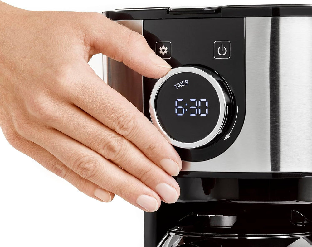 Cafetière CASO Selection C 10 Thermo Design – Boîtier en acier inoxydable, carafe isotherme 1,2 l (10 tasses), commandes tactiles et minuterie, fonction Aroma PLUS, filtre permanent, filtre anti-goutte