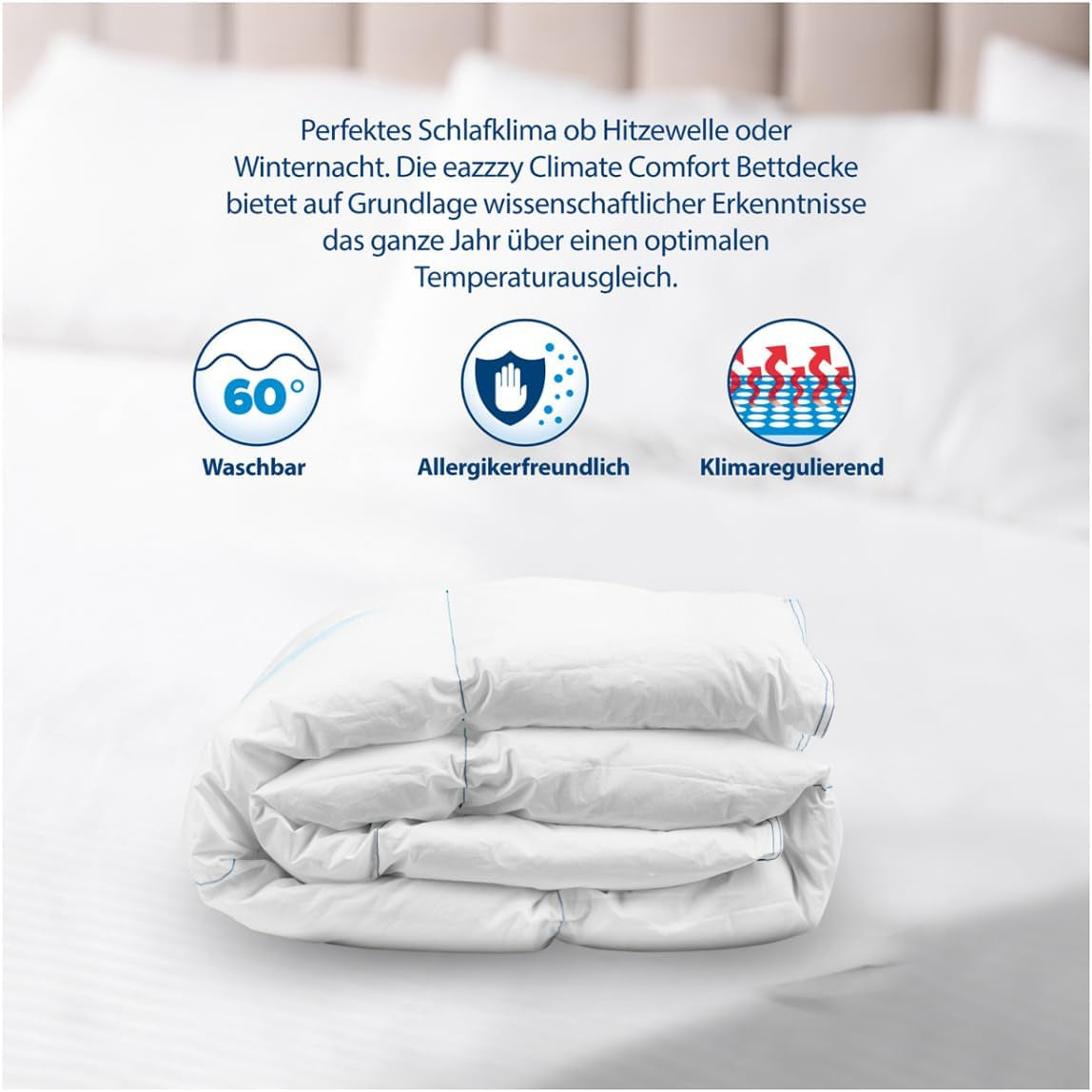 Couette Genius Eazzzy Climate Comfort 155 X 220 Cm, Fibre serrée, Couette légère pour toutes les saisons, Couette respirante, Température agréable pour dormir, Couette pour toutes les saisons Couettes et couettes Naty Shop