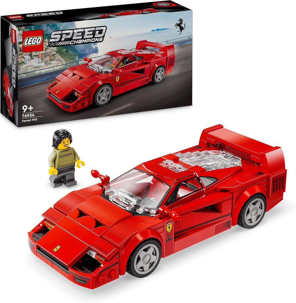 LEGO Speed Champions Ferrari F40 Supersportwagen, Spielset mit baubarem Spielzeugauto und Fahrer-Minifigur, Bauset zum Sammeln für Kinder, Geschenk für Jungen und Mädchen 76934