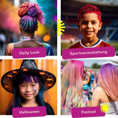 Ensemble de crayons de coloration (chariots) de 12 couleurs vibrantes - facile à utiliser - lavable - teinture capillaire temporaire - également pour les couleurs de cheveux foncés - en cadeau Halloween Carnaval Anniversaire Noël Teinture capillaire Naty Shop