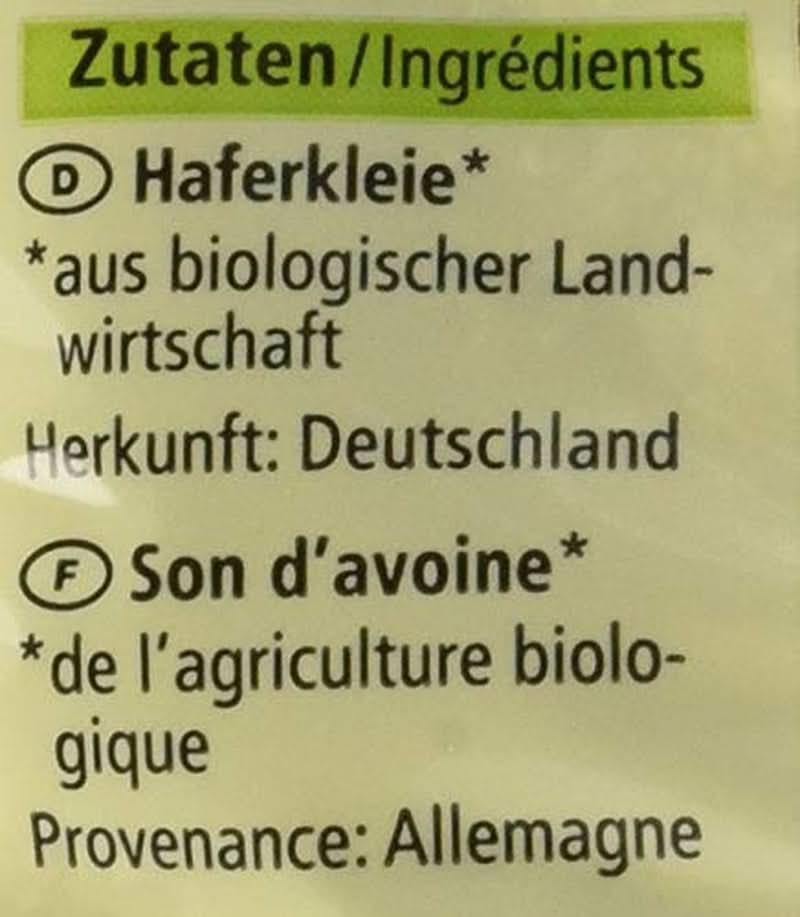 Son d'avoine bio aux germes, 500 grammes Cereale Naty Shop