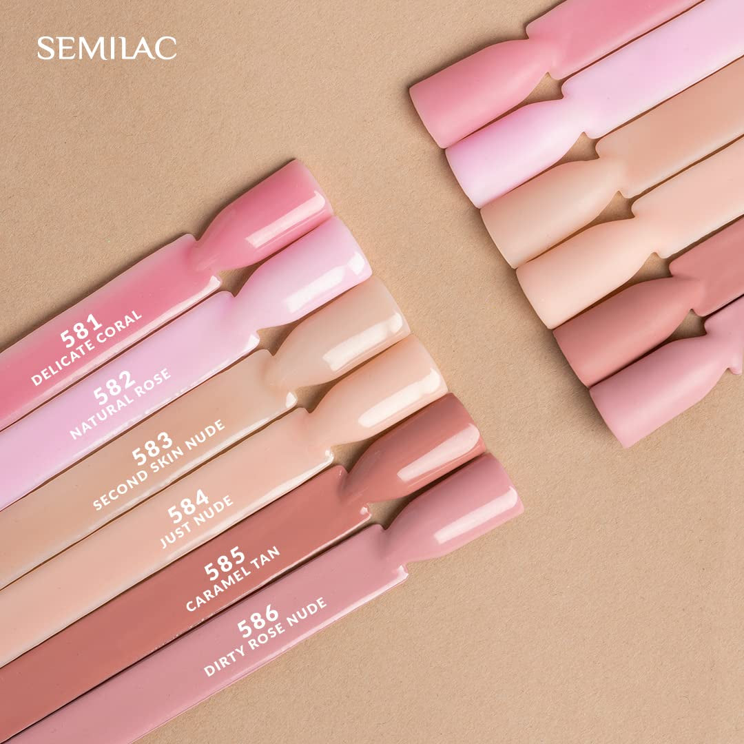 Vernis à ongles UV hybride Semilac 582 Rose naturelle 7 ml Collection Naked Nails