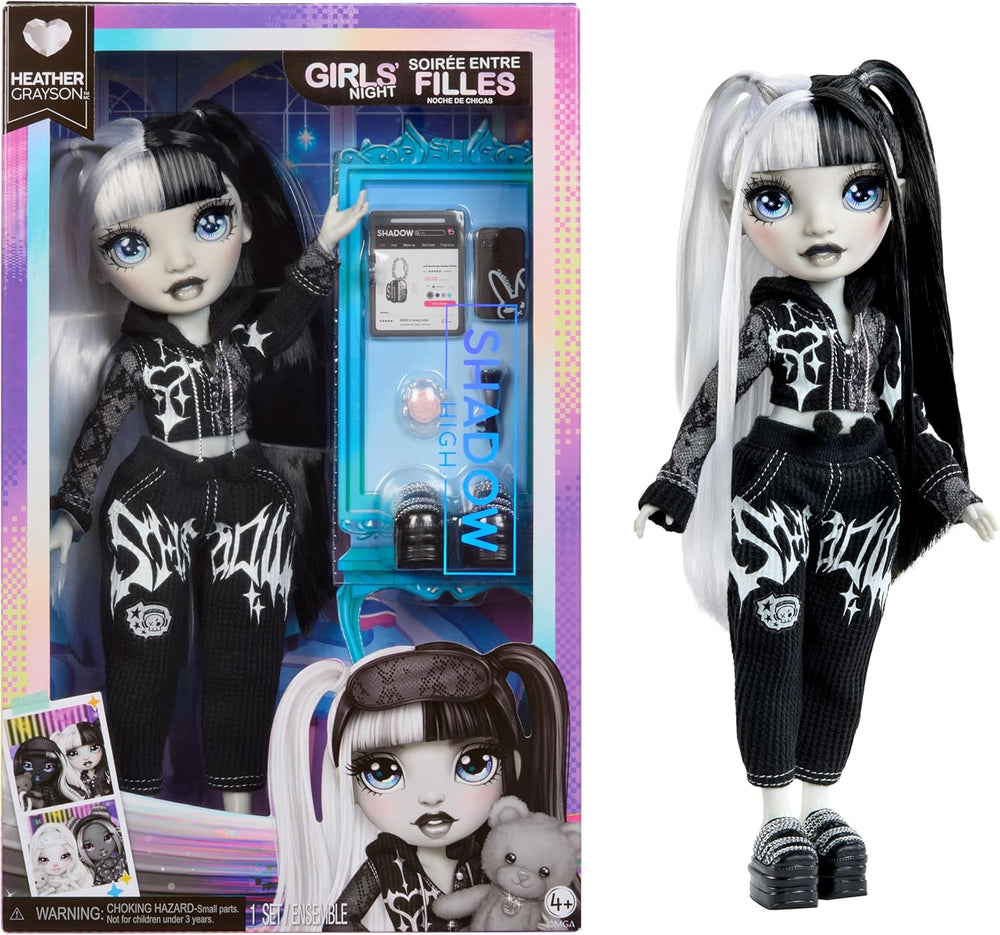 Girls Night Rainbow High Shadow High - Heather Grayson - Poupée mannequin de 28 cm dans les tons de gris, cheveux noirs et blancs et tenue avec accessoires et peigne - Pour les collectionneurs et les enfants à partir de 6 ans