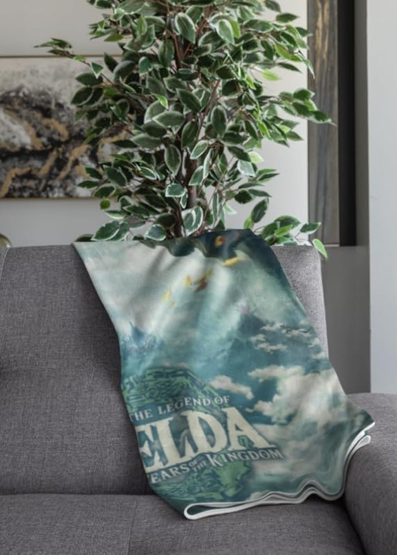 Pătură Sherpa Zelda - Sky Totk - 100 X 150 Cm - Official Licensed Product, Green, Twin Paturi si Cuverturi HÃ”MADICT