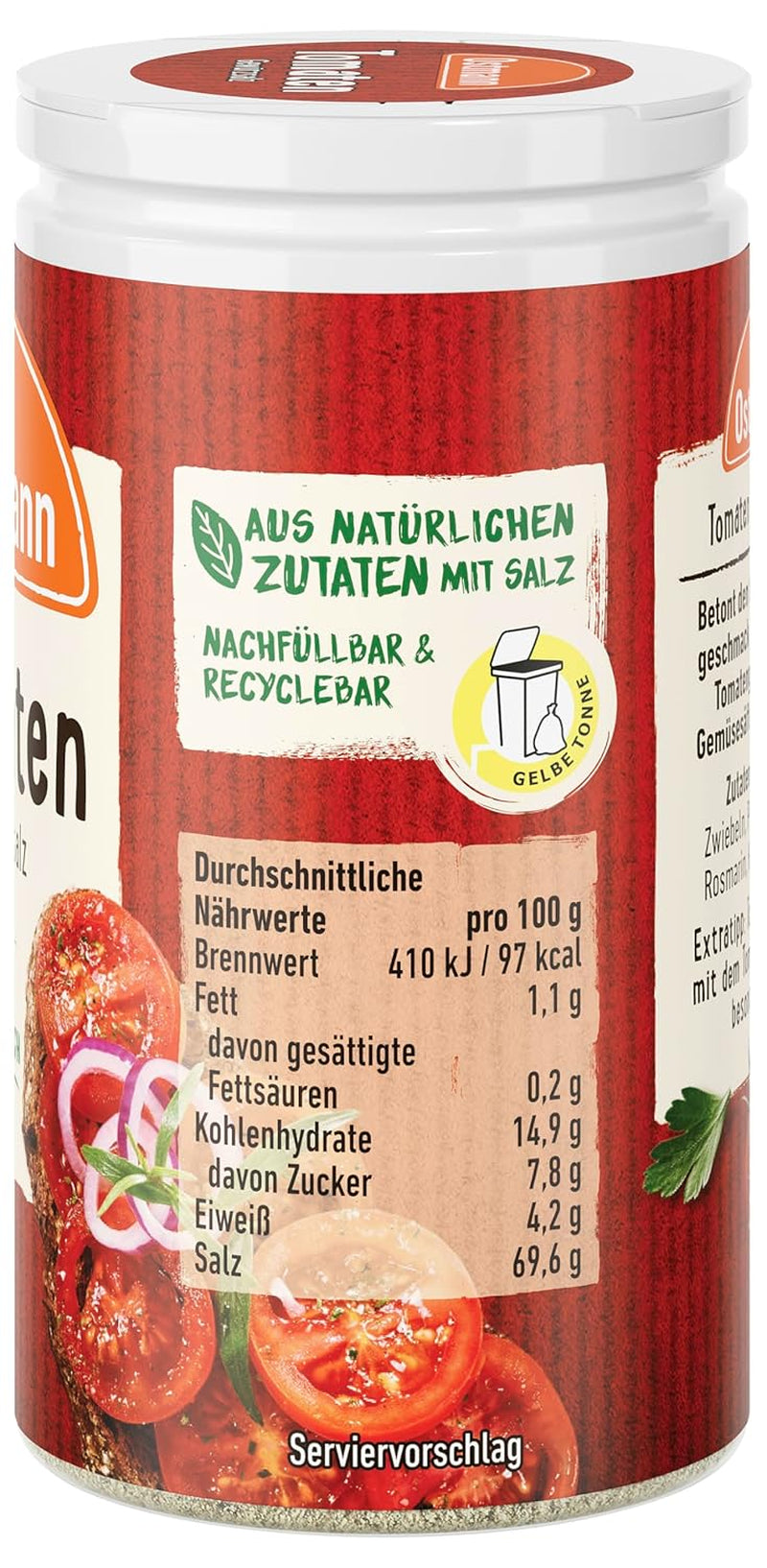 Ostmann Gewürze - Gewürzsalz aux tomates | Parfait pour assaisonner la salade de tomates et la bruschetta 60 g dans Der Streudose