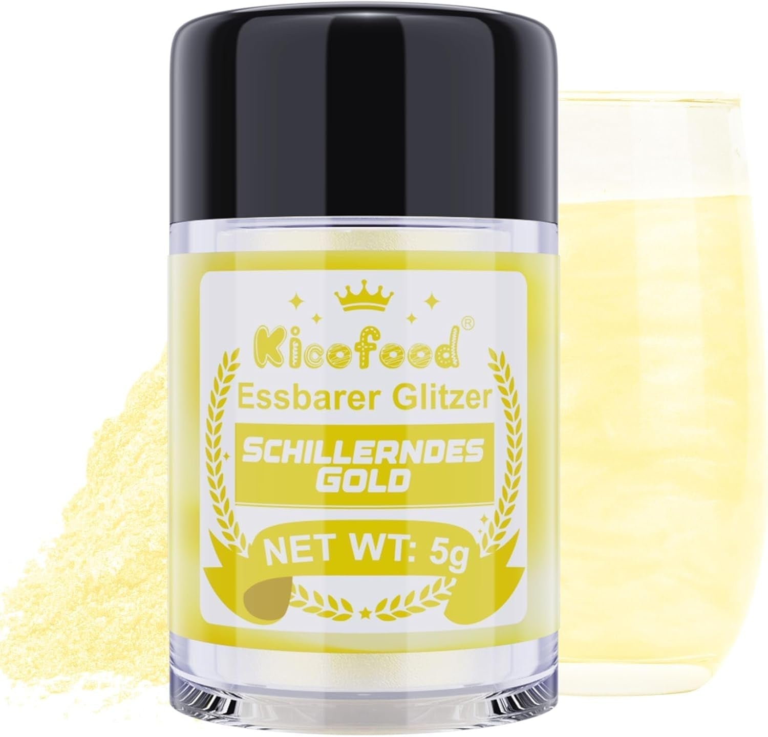 Kicofood, paillettes comestibles, 5 grammes, différentes couleurs Glitter Naty Shop Or irisé