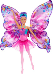 Barbie Dance And Flutter 2-en-1 Poupée Transformation Danseuse en Papillon avec Ailes Ouvertes, Cheveux Violets, Bijoux pour Cheveux et Tutu Amovible, HXJ10 Naty Shop Dolls Titre par défaut