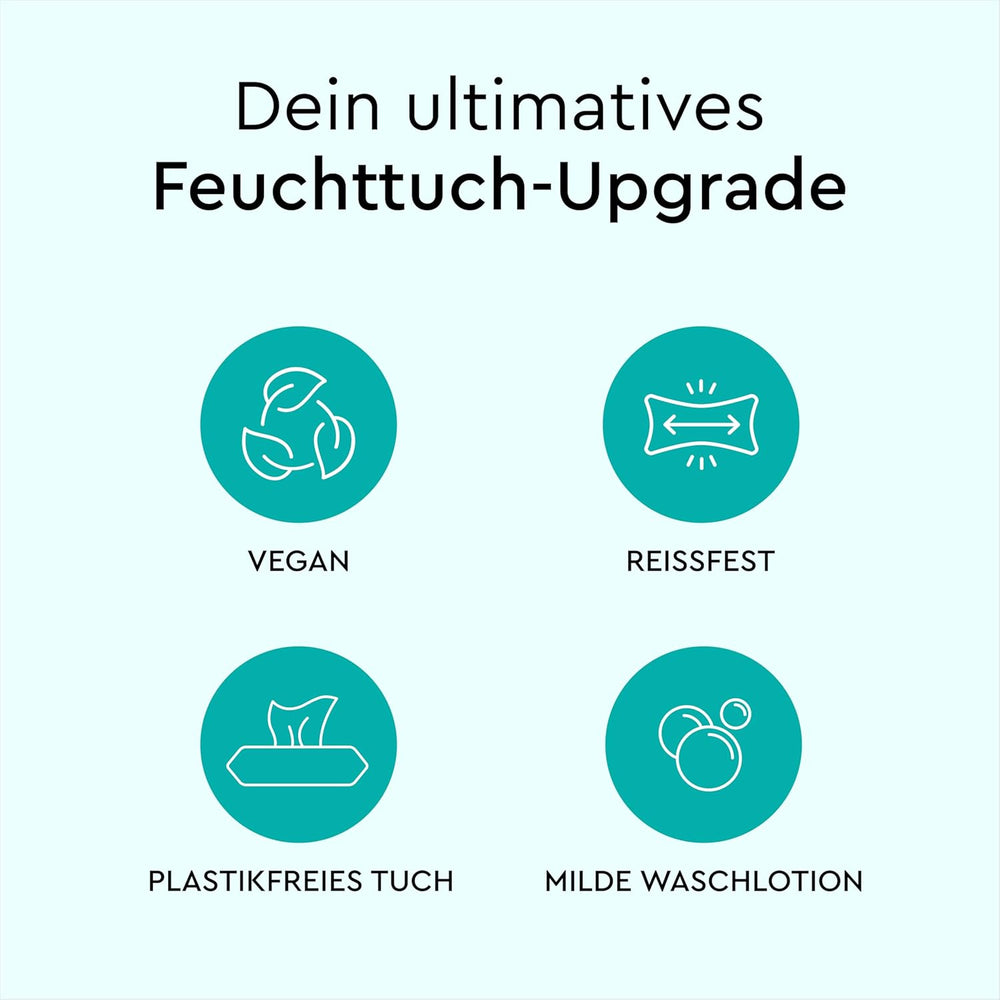 LILLYDOO Lingettes humides 50 pièces 100 % sans plastique, très grandes lingettes, non parfumées