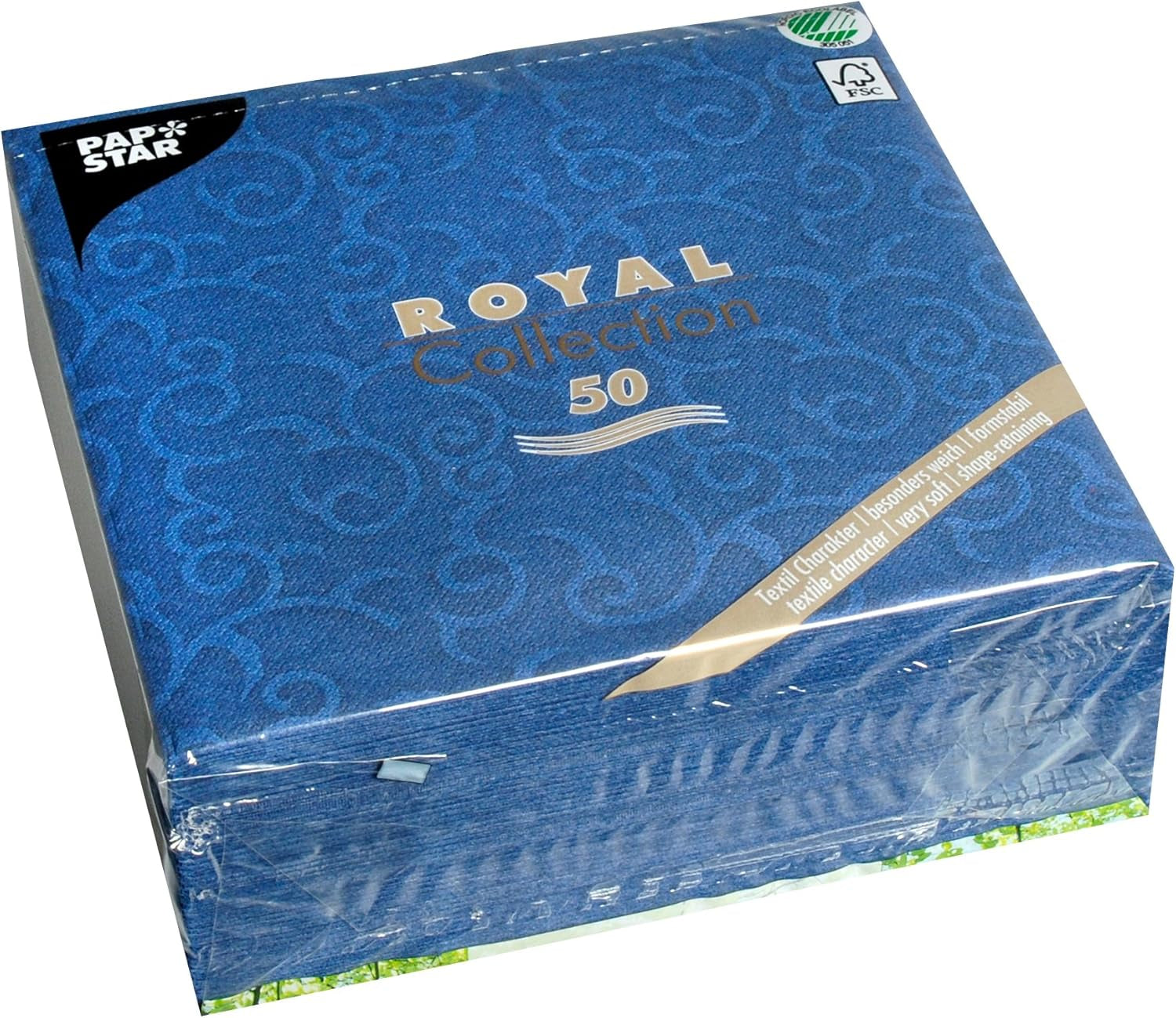 Papstar, 50 serviettes "Collection ROYAL" pli 1/4 40 Cm X 40 Cm champagne "Casali", #84877