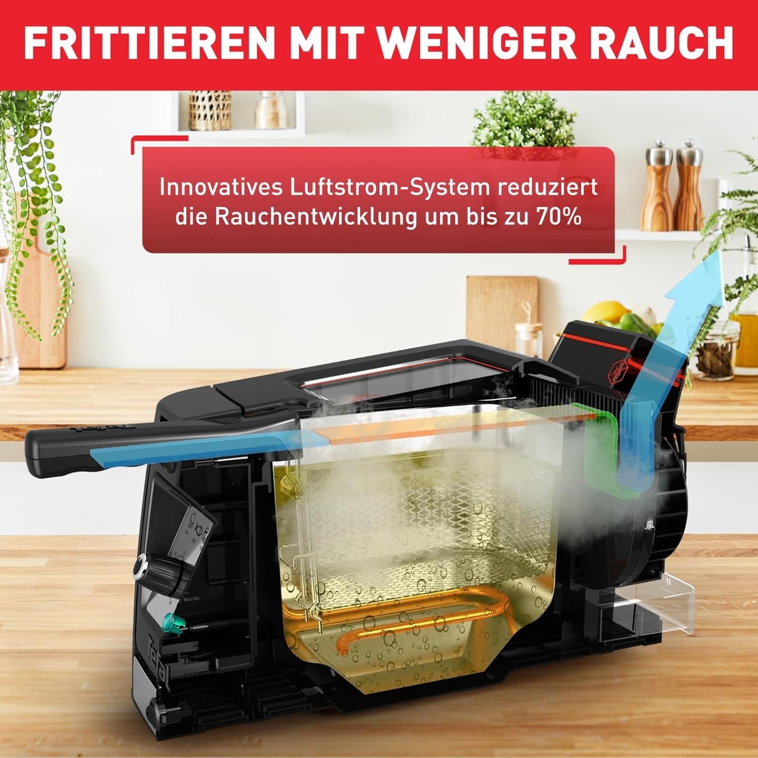 Friteuse Tefal FR600D Clear Duo, friture avec moins de fumée et d'odeurs, capacité 1,2 kg, thermostat, minuterie, grande fenêtre de visualisation sans buée Électroménagers Naty Shop