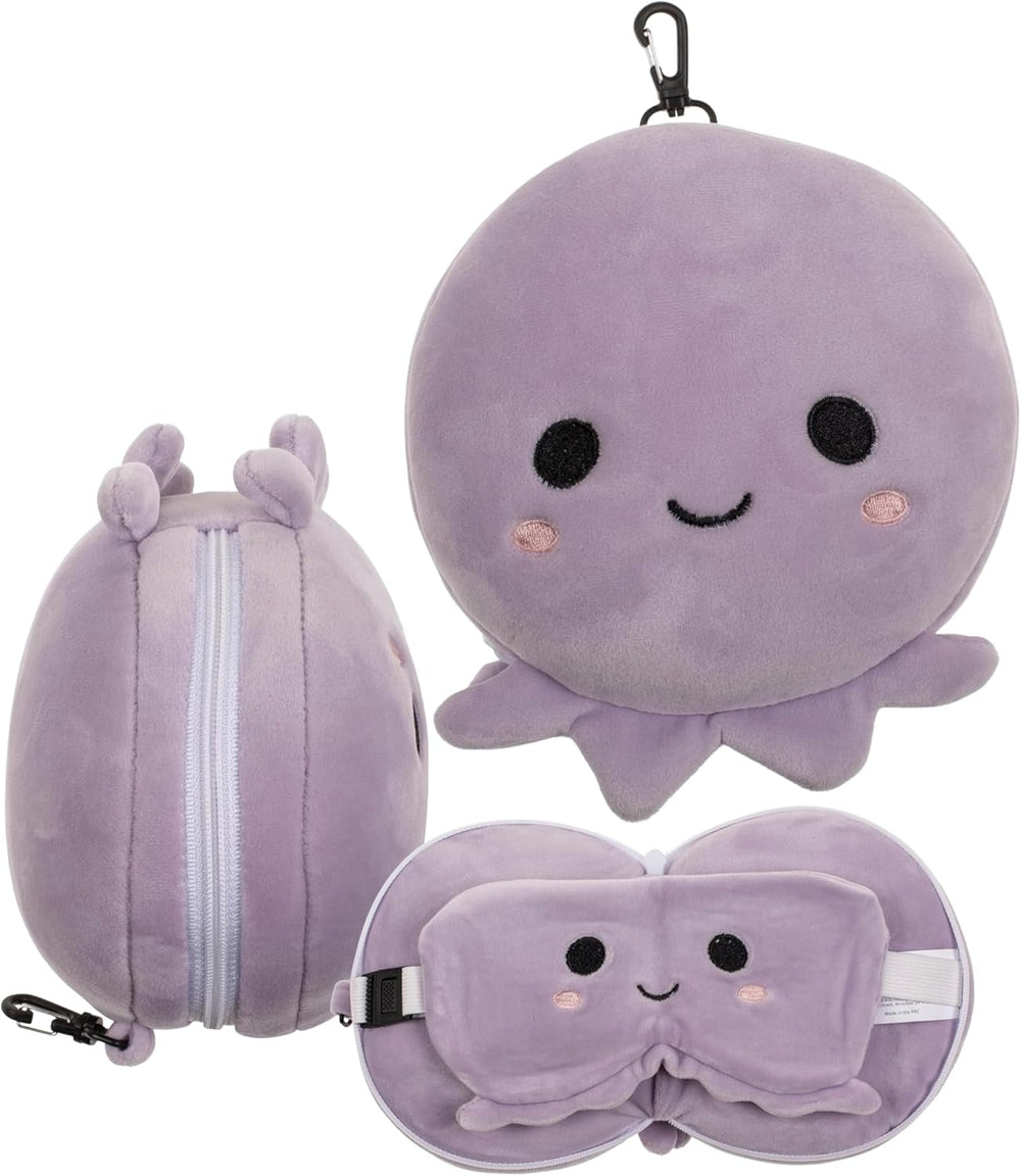 Pernă de călătorie din pluș cu dinozaur pentru copii, cu mască pentru ochi – Pernă de gât moale 2 în 1 pentru copii – Pernă de călătorie confortabilă pentru mașină, tren și avion – Lavabilă și care economisește spațiu